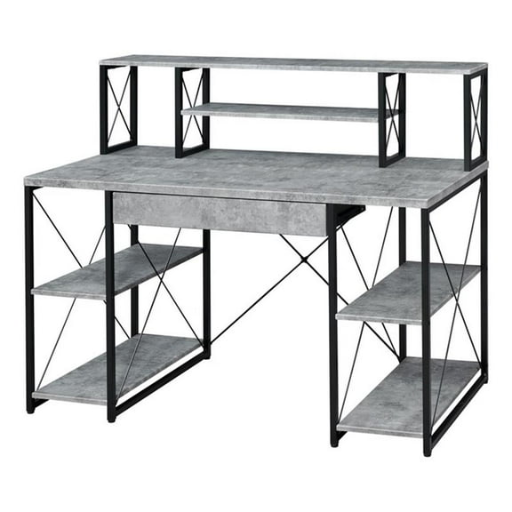 Bowery Hill Contemporary Wood Rectangular Table Top Desk in Black