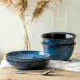 thumbnail image 4 of 32 OZ Ceramic Pasta Bowls Set of 4, Navy Blue Shallow Plates for Soup, Salad, Noodles, Dishwasher & Microwave Safe, 4 of 5