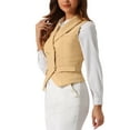 thumbnail image 4 of CHALECO DE TRAJE DE MUJER INSPIRAR CHIC Doble Botón Negocios Con Solapa Chaleco Elegante M Caqui, 4 of 6