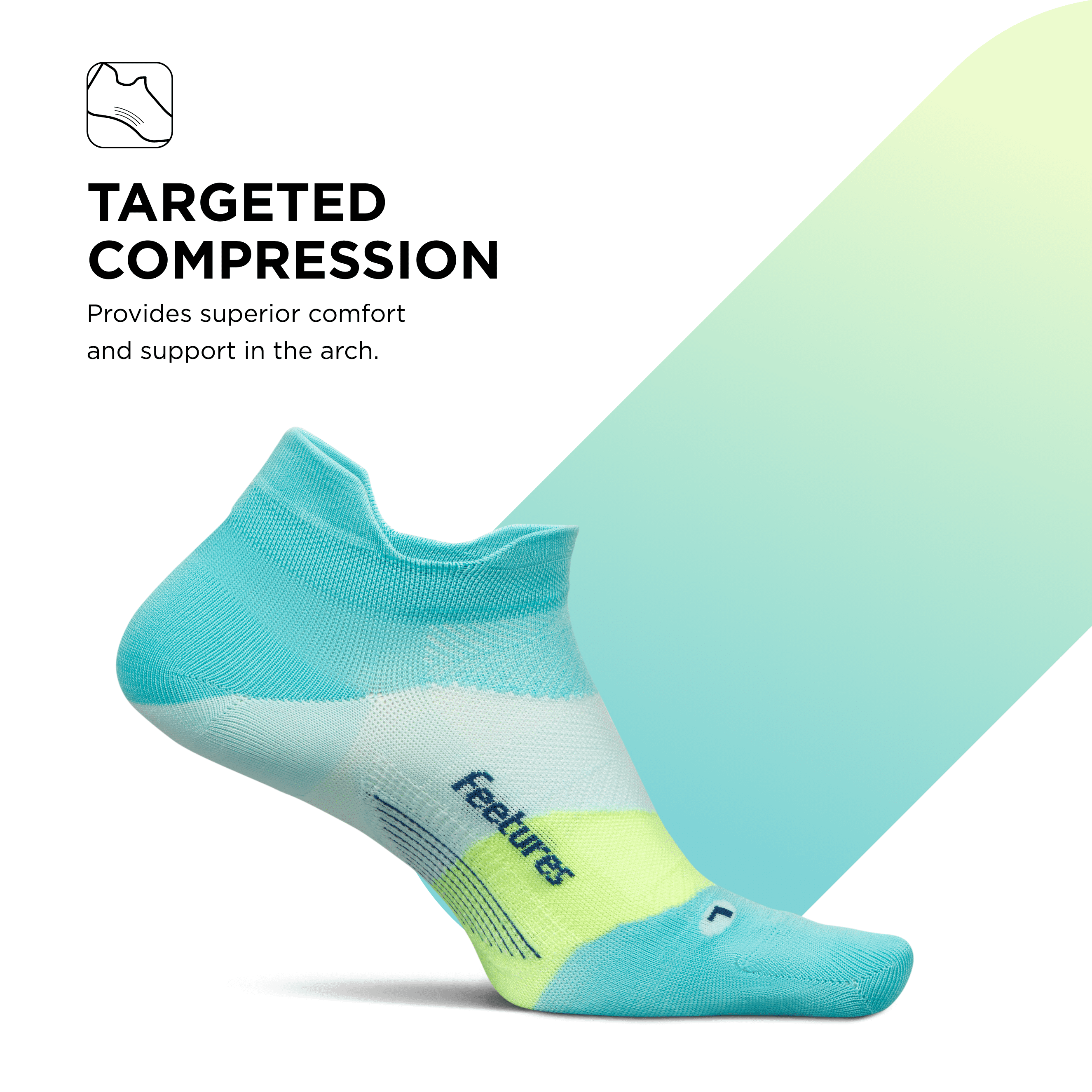 Feetures Elite Ultra Light Cushion Ankle Socks - Sport Sock with Targeted Compression - Aqua Surf, S (1 Pair)
