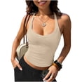 thumbnail image 2 of GUACER Women's Casual Tank Tops Fashion Crew Neck Solid Color Backless Knit Ribbed Cami Tops, 2 of 9