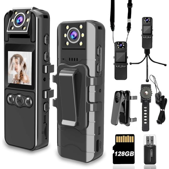 Videocámara Mingkeda 1080P 128 GB 6 h Batería Visión Nocturna IR