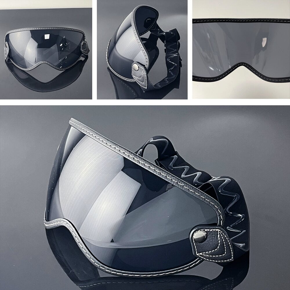 Retro Bubble Visor Helmet Shield Vintage Elastic Band Open Face Full-Face Motorcycle Accessories
