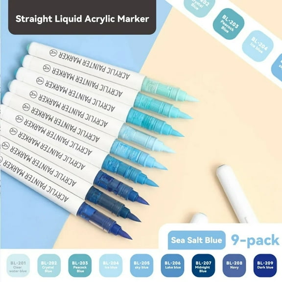 Acrylic Paint Pens, Paint Markers Paint Pens, Brush Tip for Rock Painting, Wood, Canvas, Stone, Ceramic, DIY Crafts Making Art Supplies-with Orange Green Blue Purple Pink Skin Color