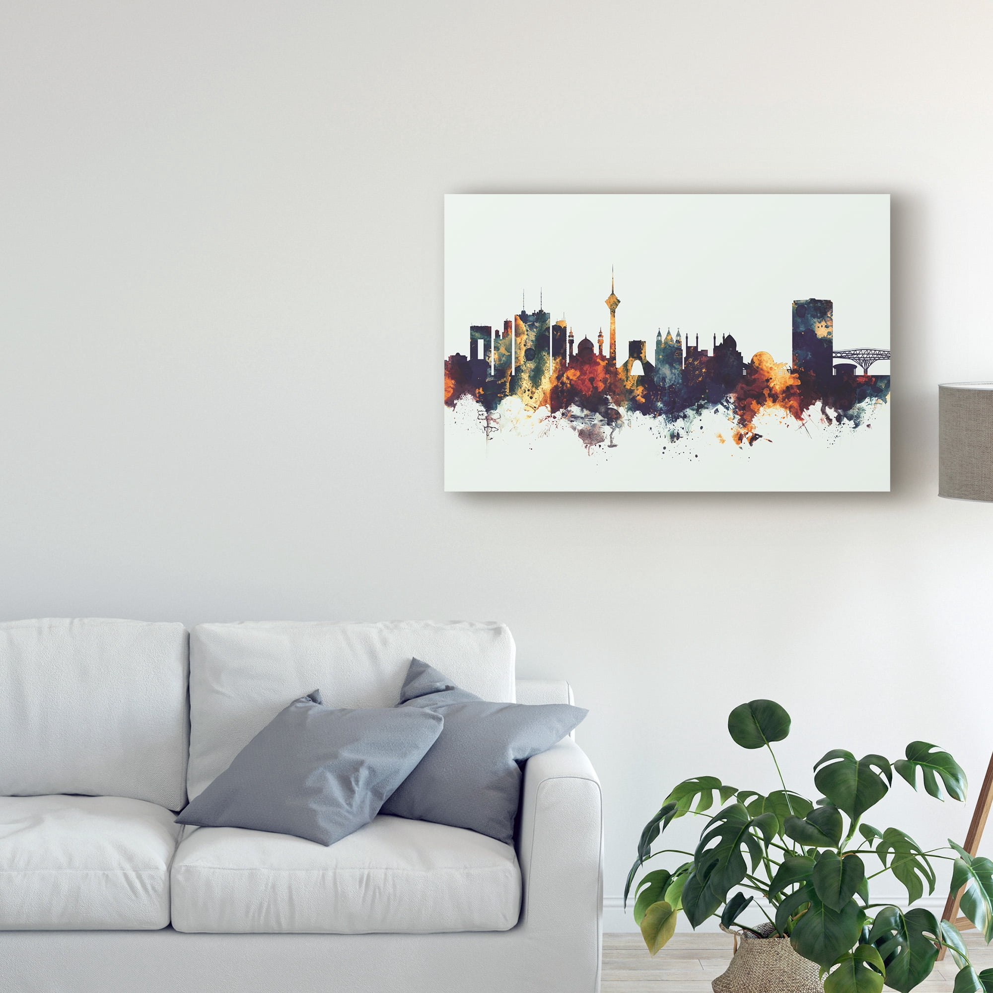 Trademark Fine Art 'Tehran Iran Skyline Dark IV' Canvas Art by Michael Tompsett