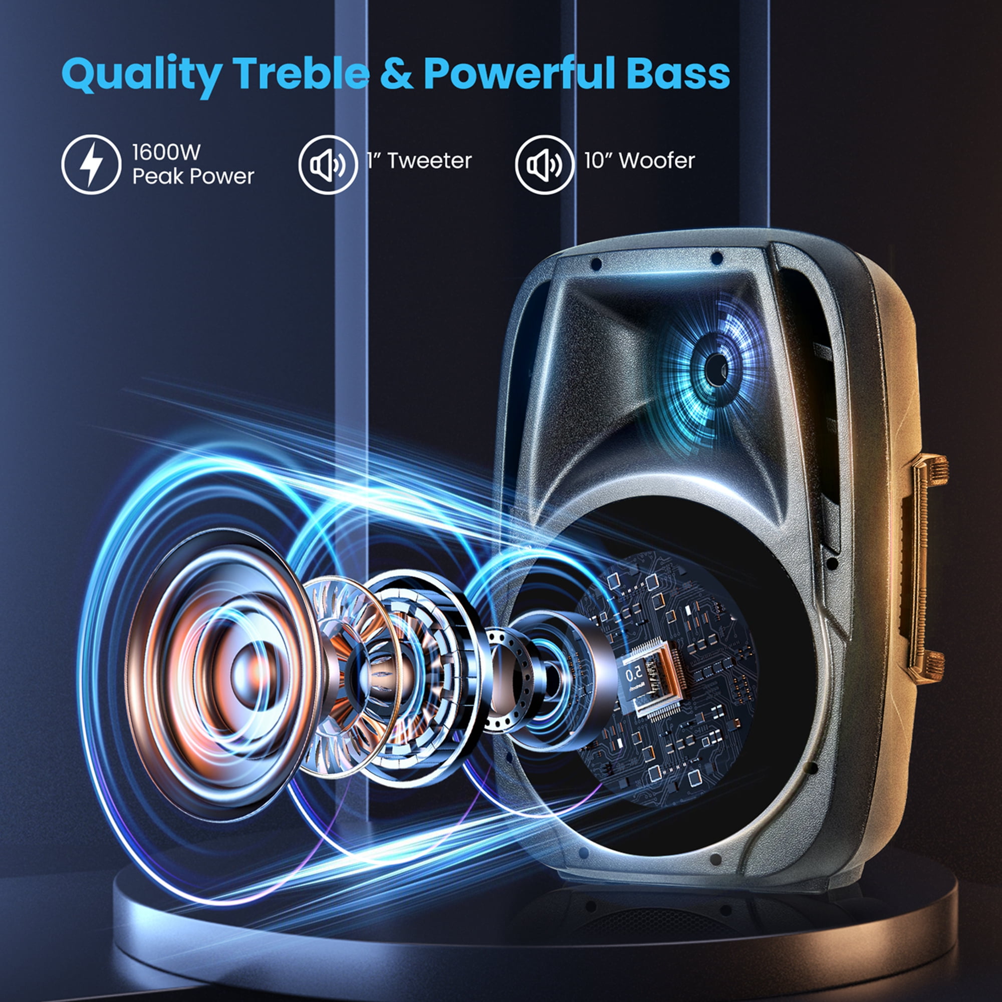 Costway Sonart Dual Portable Powered Loudspeakers with Microphone Stand Control