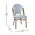 thumbnail image 5 of Emma + Oliver Set of Two Indoor/Outdoor Stacking Bistro Chairs with White and Navy Patterned Seat and Back and Bamboo Finished Aluminum Frame, 5 of 12