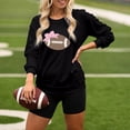 thumbnail image 2 of Chandail en Molleton Imprimé Football pour Femmes, Col Rond Surdimensionné, Coupe Décontractée, Manches Longues, Chandail Décontracté pour Usage Quotidien et Événements Sportifs, 2 of 4