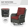 thumbnail image 5 of PARKWELL 5-Piece Outdoor Conversation Sets,Wicker Swivel Gliders with Ottomans,Side Table,Patio Seating Furniture with Red Cushions,Gray Wicker, 5 of 9