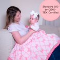 thumbnail image 4 of LollyBanks Ruffle Baby Girl Blanket, Organic Cotton Muslin Crib Quilt, 40 x 36 in, Pink Bow Print, 4 of 8