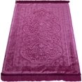 thumbnail image 4 of Modefa Luxury Velvet Prayer Rug with Prayer Beads | Soft Elegant Muslim Turkish Janamaz Sajada Carpet for Men and Women | Plain Solid Prayer Mat Ramadan Eid Gift - Paisley (Hot Pink), 4 of 5