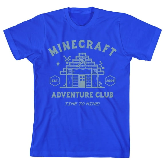 Minecraft Adventure Club Time To Mine Youth Boy's Royal Blue T-Shirt-Small