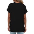 thumbnail image 6 of Miluxas Womens T Shirts V Neck Buttons Down Tops Casual Summer Tees Short Sleeve Loose Fit Tops Blouses Black M(M), 6 of 9