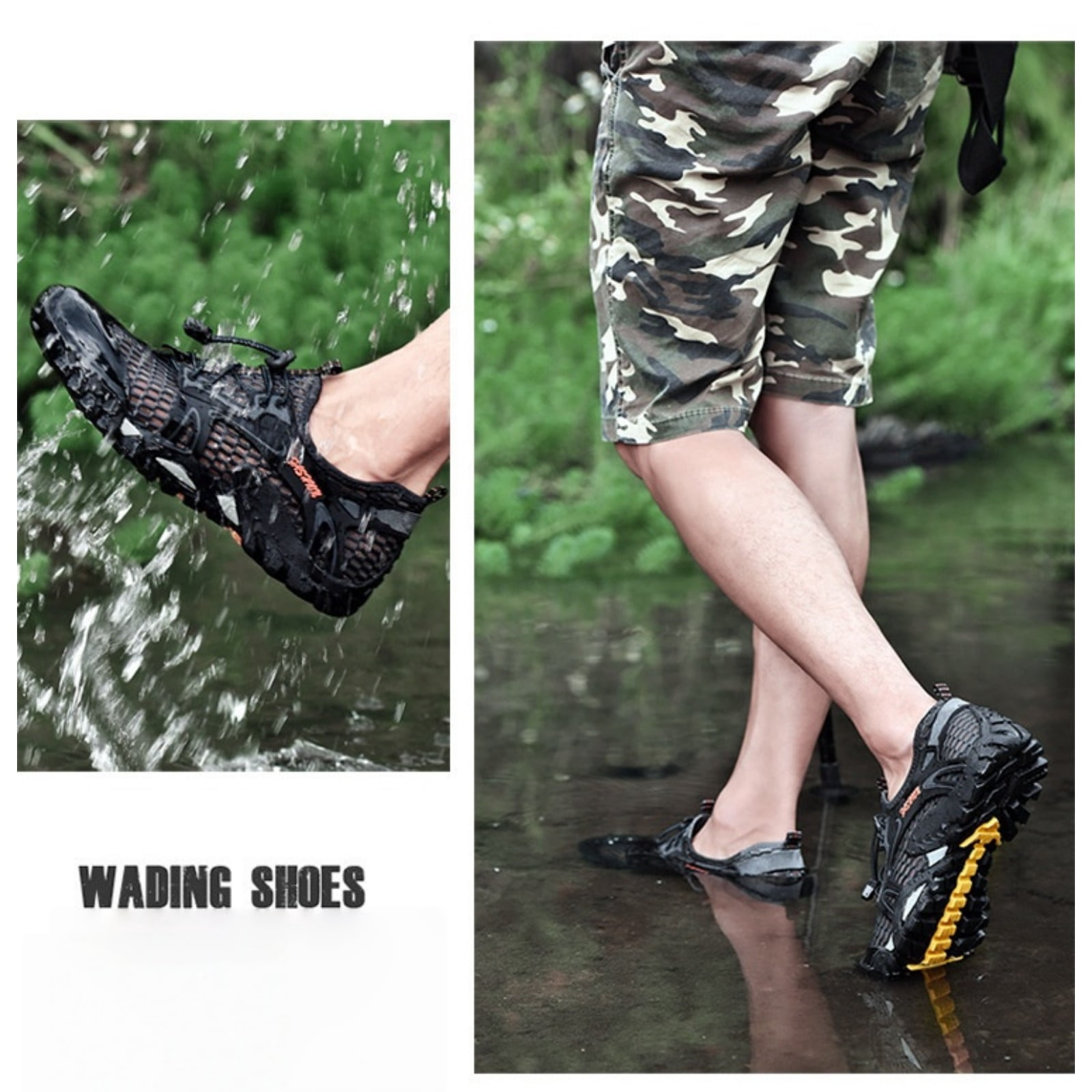 Mens Water Shoes Quick Dry Breathable Mesh Hiking Aqua Shoes Non Slip Outdoor Beach River Trekking Shoes