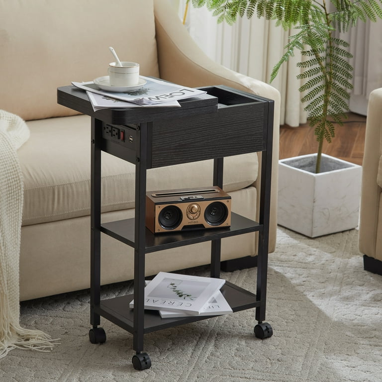 Rolling side table with storage discount