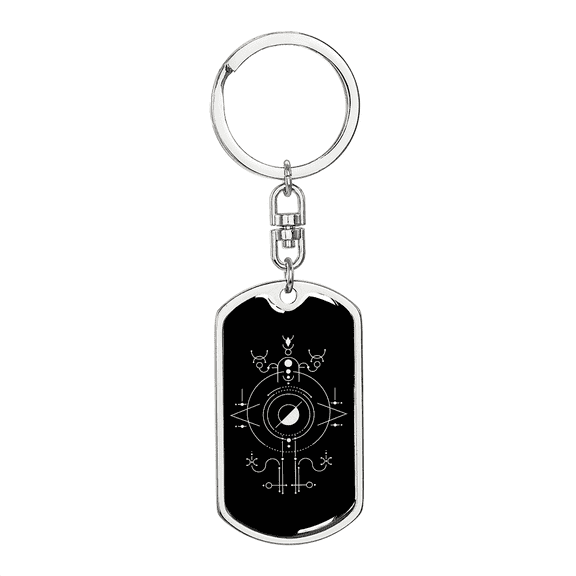 Sacred Geometry Greater Than Less Than Stainless Steel or 18k Gold Premium Swivel Dog Tag Keychain