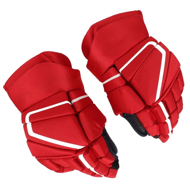 Gants de Hockey sur Glace Rouges, Gants de Hockey sur Glace pour Adultes Respirants Maximum pour Sports 8 Pouces