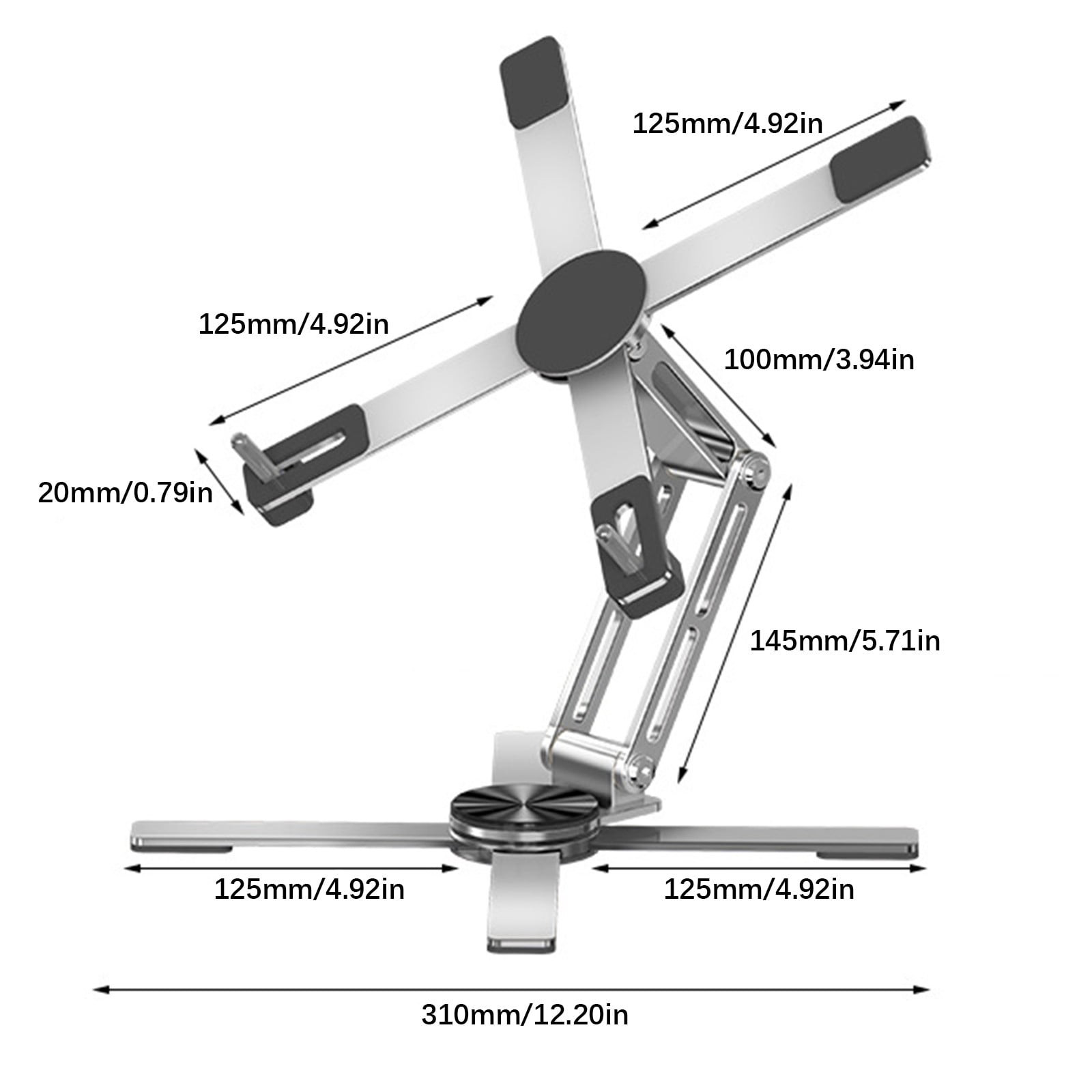 Portable Foldable Laptop Stand Adjustable Heights For 16Inch Notebook Ergonomic Aluminum Computer Risers For Offices Home Travel