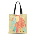 thumbnail image 1 of NUDECOR Canvas Tote Bag Colorful Children Application Elephant Patchwork Series Green Cute Durable Reusable Shopping Shoulder Grocery Bag, 1 of 1