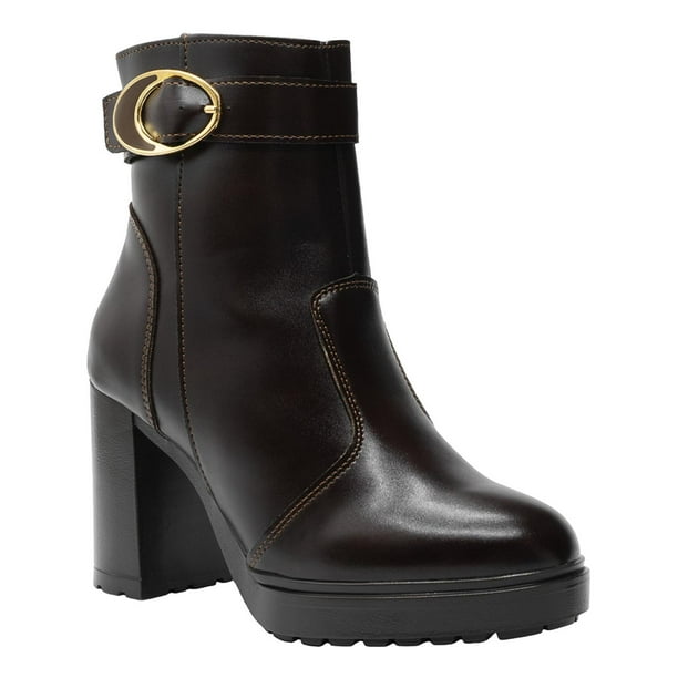 Botín Mujer Elegante Greenlove® Tacon Ancho Color Chocolate cafe 25