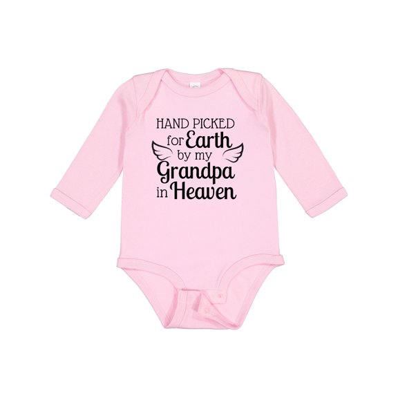 Inktastic Hand Picked for Earth by My Grandpa in Heaven Boys or Girls Long Sleeve Baby Bodysuit