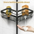 thumbnail image 6 of Corner Shower Caddy - 4-Tier Shower Caddy Tension Pole with 2 Removable Soap holders Bathroom Shampoo Holder for Bathtub & Corner, Black, Floor to Ceiling 25-114.2 inch, 6 of 7