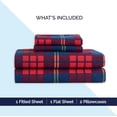thumbnail image 4 of Elegant Comfort Soft 4-Piece Sheet Set - Deep Pocket Fitted Sheet, Soft, Cozy, Warm and Anti-Pill Flannel Sheets - Twin, Plaid-Red/Navy, 4 of 4