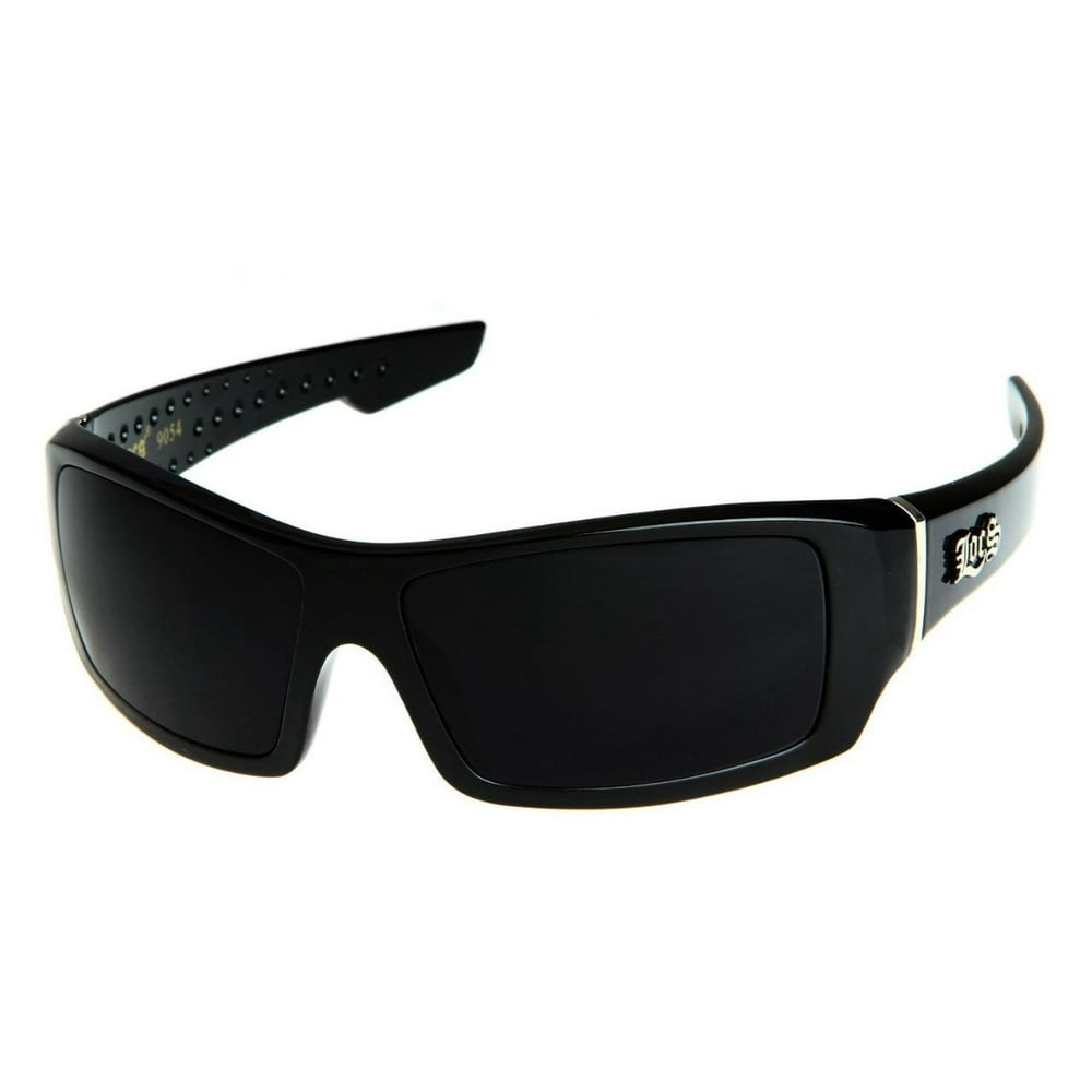 Locs Loc Men's Rectangular Hardcore Gloss Black Wrap 63mm Sunglasses