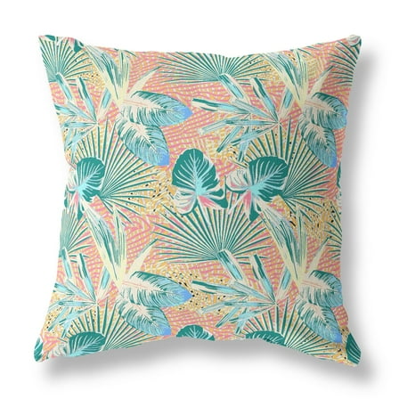 18â€ Blue Peach Tropical Indoor Outdoor Throw Pillow