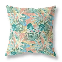 20†Blue Peach Tropical Indoor Outdoor Throw Pillow