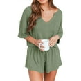 thumbnail image 4 of Patlollav Trendy Women Two-Piece Color-Blocking V-Neck Short-Sleeve Fashion Casual Suit, 4 of 7