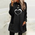thumbnail image 2 of lcziwo Fuzzy Fleece Sweatshirts for Women Winter Warm Sherpa Pullover Cute Heart Print Casual Thermal Sweatshirt Loose Comfy Loungewear Tunic Tops with Pockets Cyber and Monday Sales Black L, 2 of 6