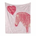 thumbnail image 1 of Pink Zebra Soft Flannel Fleece Throw Blanket, I Love Zebras in Heart Romantic Wilderness Nature Savannah Fashion, Cozy Plush for Indoor and Outdoor Use, 70" x 90", Pink Ivory Pale Pink, by Ambesonne, 1 of 6