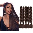 thumbnail image 1 of Chocolate Brown-4# Trenza Hebras de Cabello,Extensión de Cabello Trenza de 24",5 Paquetes de Hebras Trenzadas Africanas,Extensión de Cabello de Fibra Sintética para Torcedura de Ganchillo, 1 of 5