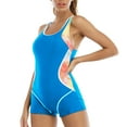 thumbnail image 3 of Womens Sports Swimwear Conservative Color-Block Sexy One Piece Backless Swimsuit Bathing Suit, 3 of 6