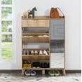 thumbnail image 2 of Gewnee Shoe Storage Cabinet with 2 Flip-Down Drawers,Side Cabinet & Mirror Door,Adjustable Rack,Slim Design for Entryway,Foyer,Living Room, 2 of 13