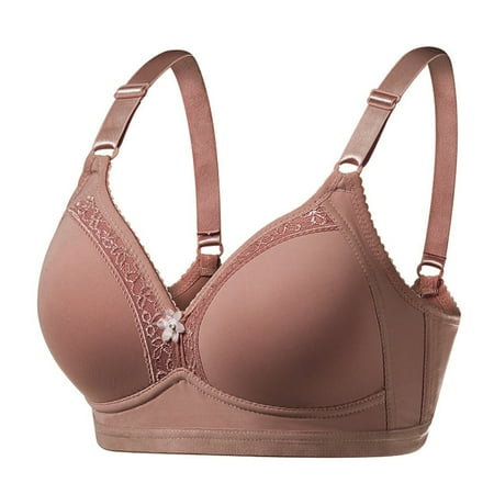 LQCMBYF Wireless Bras With Support And Lift Womens Rimless Underwear Push Up Large Cup Thin Cotton Rimless Bra Plus Size Bra Tank Top With Built In Bra Cropped Tank Tops for Women(Khaki 90C)