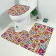 thumbnail image 2 of Pioneer Flower Floral Print Pattern Bathroom Rugs Sets 3 Piece,Toilet Cover Set,Absorbent Non Slip Bathroom Mats Sets with U-Shaped Contour Rug Toilet Rug Set, 2 of 5