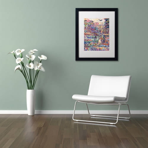 Trademark Fine Art "Homes" Canvas Art by Josh Byer, White Matte, Black Frame