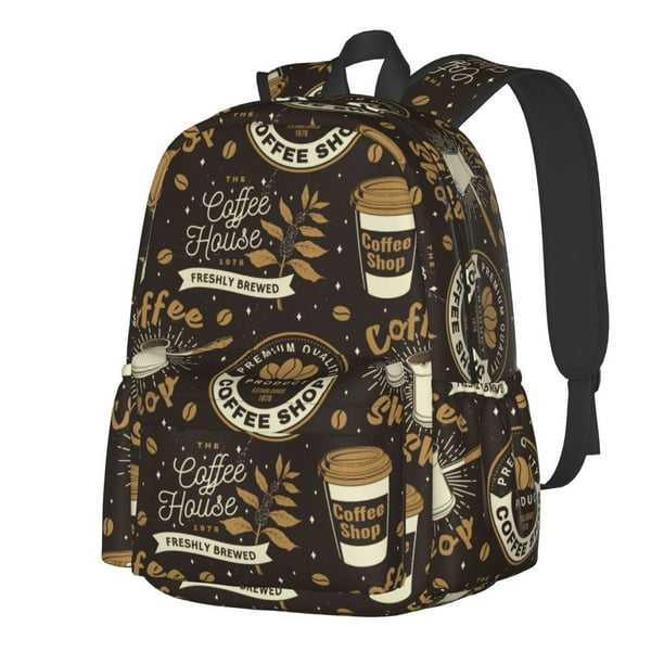 Disketp coffee shop house Mochila Escolar de Gran Capacidad y Peso Ligero, Mochila de Viaje Ideal para Escuela, Trabajo y Uso Diario, Cómoda y con Estilo