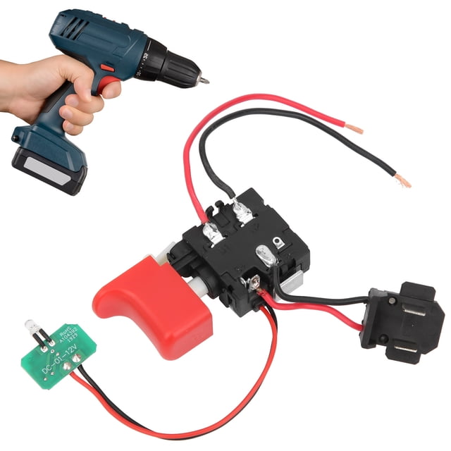 Dioche DCJZ1201 Switch, Drill Trigger Switch Electric Power Tool Accessories Drill Trigger Switch Tool, Plastic + Aluminum/ 7.2-24V 16A DC
