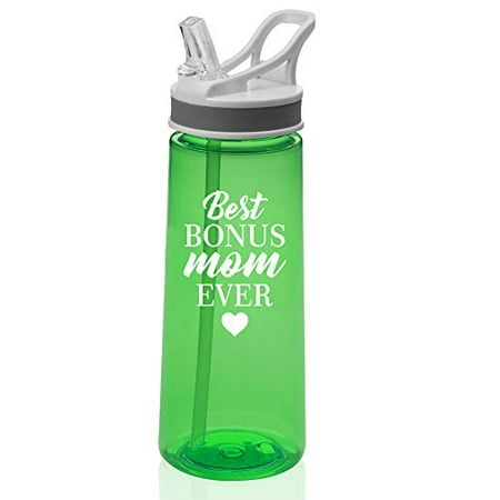 22 oz. Sports Water Bottle Travel Mug Cup With Flip Up Straw Best Bonus Mom Ever Step Mom Mother