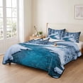 thumbnail image 2 of Quilts Twin XL Size Bedding Set, Winter Snowy River Lightweight Quilted Comforter, Nature Pine Trees Forest Snowy Scenery Soft Bedspread Coverlet with Pillow Covers for All Season, 68" x 98", 2 of 9