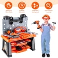 thumbnail image 2 of Kids Tool Bench-Zealous 79pcs Transformable Set, Toddler Workbench Toy with Electric Drill, Pretend Construction Playset for Boys Girls Age 3+, Orange & Black, 2 of 7
