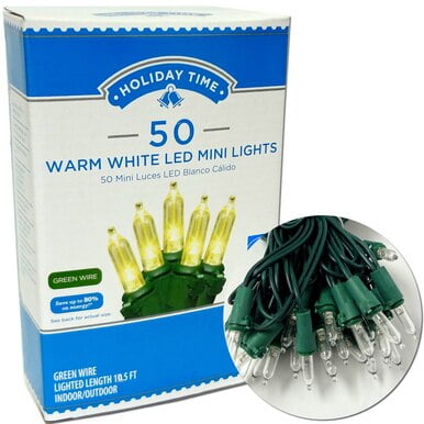 5 x 50 LED Warm White Mini Lights Green Wire Set Christmas Fairy String Tree 