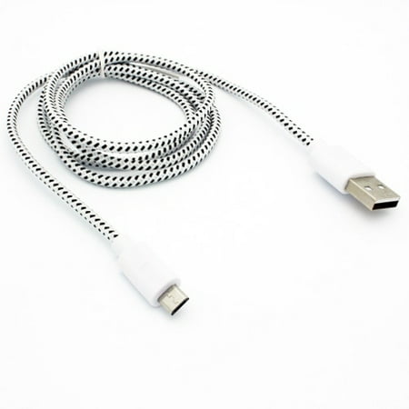 White Braided 10ft Long USB Cable Rapid Charge Wire Sync Durable Data Sync Cord Micro-USB 29 for Amazon Fire HD 10 8, Kindle DX Fire HD 6 7 8.9 HDX 7 8.9 - LG G Pad 10.1 7.0 8.0 8.3 F 8.0