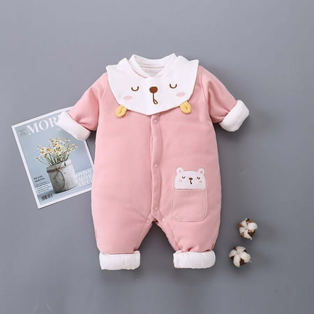 

Baby Boys Girls Winter Coats Cute Newborn Infant Jumpsuit Thicken Romper Cotton Thermal Onesies Windproof Warm Bodysuits