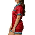 thumbnail image 6 of UAMVSH Christmas Pajamas for Women 2 Piece Outfits Button Down T-Shirts and Shorts Satin Pj Set Casual Color Block Sleepwear with Pocket, 6 of 7