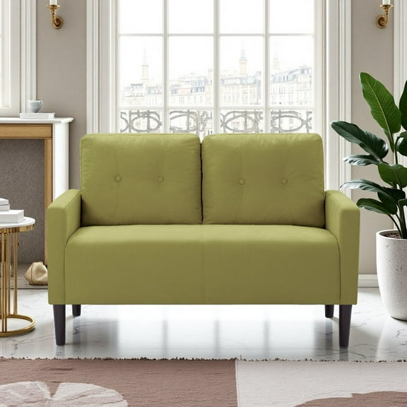 CAFORKP 51.2" Green Loveseat Sofa with Removable Cushions, Solid Wood Frame, Modern Design