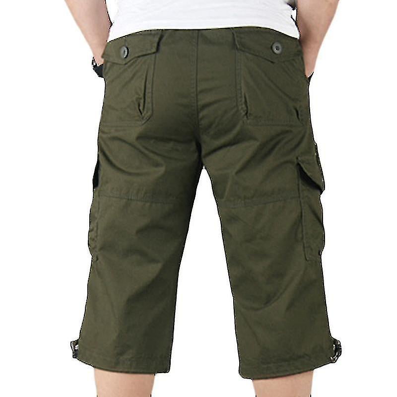 Mens 3 4 Long Length Elasticated Shorts Waist Cargo Combat Three Quarter Pants Walmart